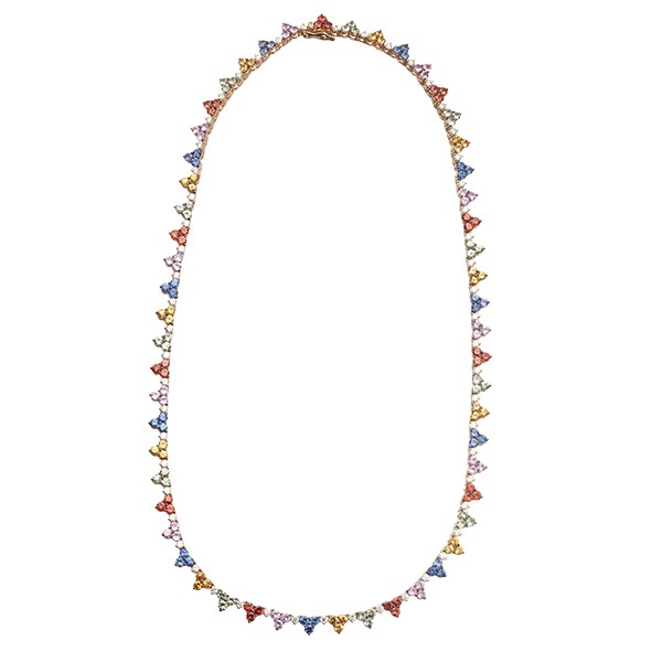 18K Multicolor Sapphire Diamond Necklace